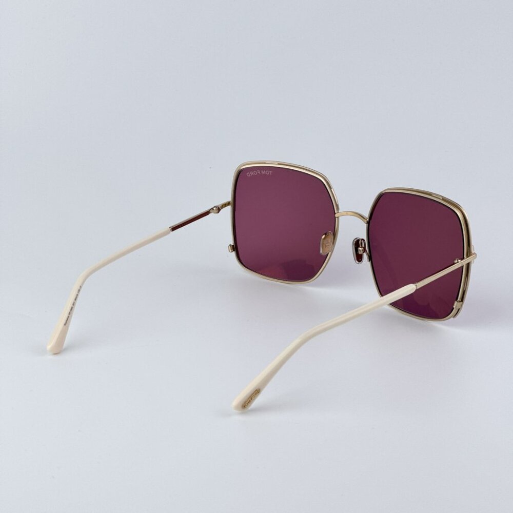 Tom Ford Women BRAND NEW Sunglasses RAPHAELA Rose Gold Violet Square FT1006 32Y - Picture 6 of 10